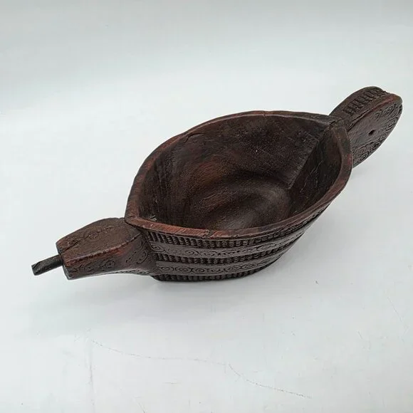 Antique Indian Hand Carved Mortar Wooden Designed Grinder Kharal Pot - Picture 2 of 9